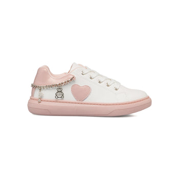 Sneakers bianche e rosa da ragazza con catenina 10 Baci, Scarpe Bambini, SKU k232000535, Immagine 0